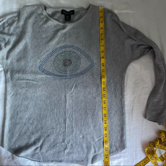 Rachel Zoe Embellished Evil Eye Lightweight Sweater | Size Medium - Picture 9 of 10